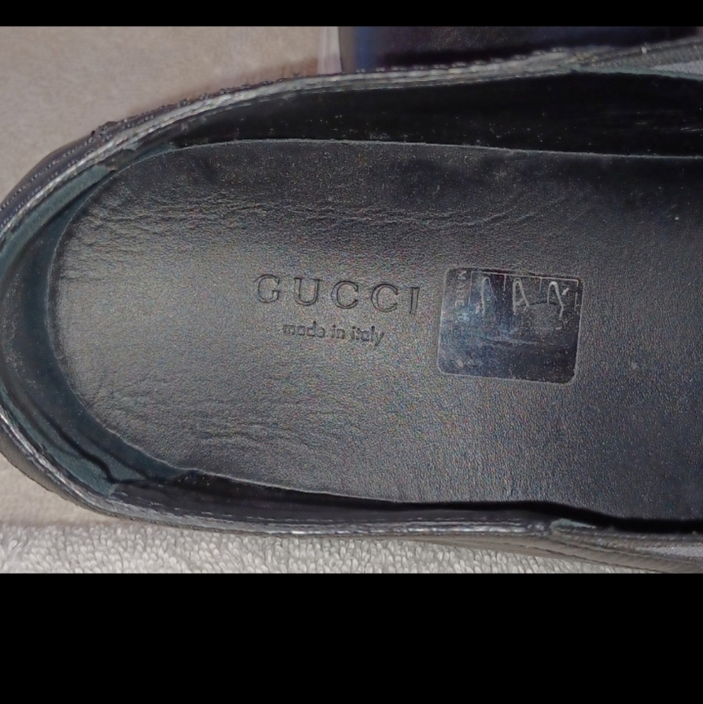 Gucci Black Leather Women's Slip On Loafers White Soles Sz. EURO 38.5 - Picture 7 of 8
